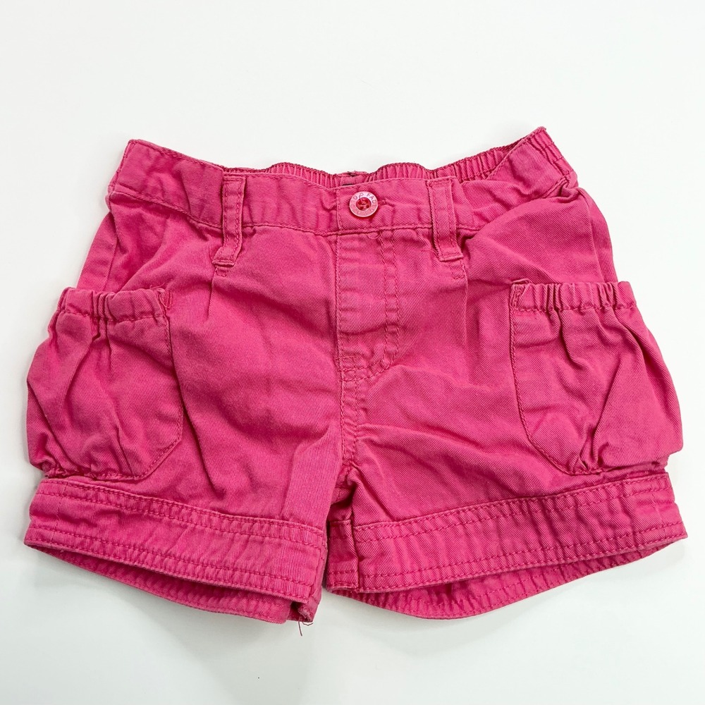 Faded Glory Bright Rose Cotton Cargo Shorts Kids Size 6 Elastic Back